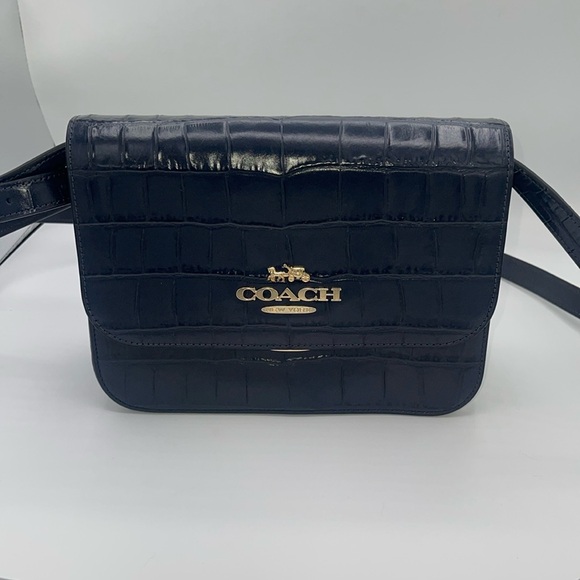 Coach Brynn Flap Crocodile Embossed and Smooth Leather Crossbody Bag NWT - Picture 1 of 11